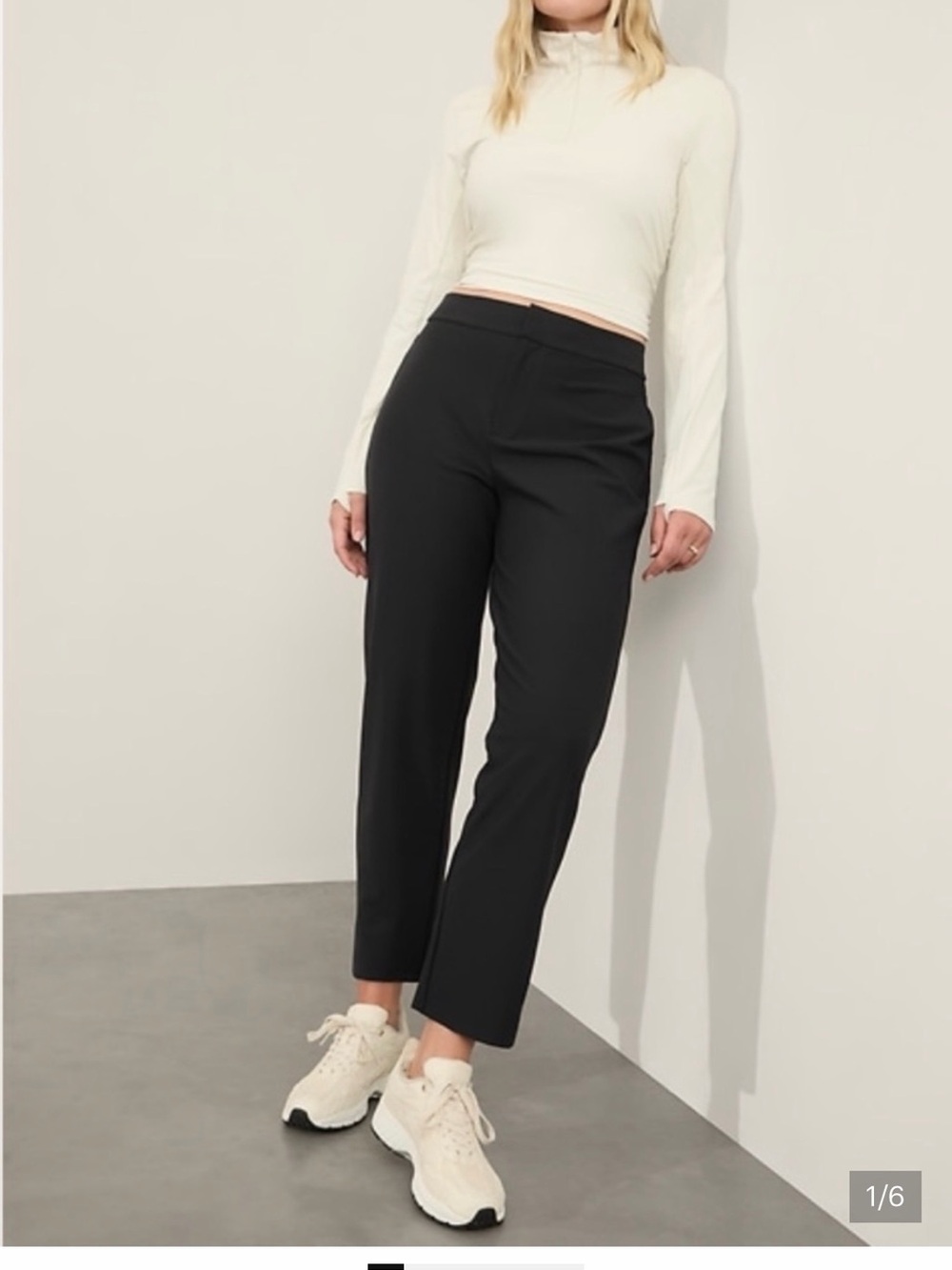 Athleta Stellar NWT Wide Crop Black High-Waist Trouser Tapered Pants